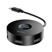 USB-хаб Baseus 5in1 Round Box HUB Adapter Type-C to USB3.0, USB2.0*3, Micro USB Сірий