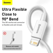Кабель Baseus Superior Series Fast Charging Data Cable USB to Lightning 2.4A 2m Білий
