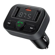 FM-трансмиттер Baseus S-09 Lite T-Typed FM Launcher MP3 Car Charger 2USB+Type-C 3.4A Черный