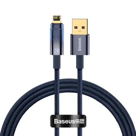 Кабель Baseus Explorer Series Auto Power-Off Fast Charging Data Cable USB to Lightning 2.4A 1m Синий