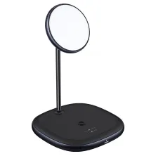 Бездротовий зарядний пристрій Baseus Swan 2in1 Magnetic з функцією MagSafe і Qi 20W та адаптером QC3.0 Чорний