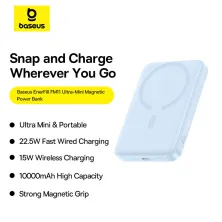 УМБ Baseus EnerFill FM11 Ultra-Mini Magnetic 2in1 10000mAh 22.5W 3A QC3.0+PD3.0 з Бездротовою зарядкою Qi 15W Блакитний