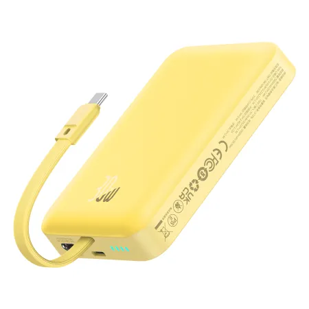 УМБ Baseus Magnetic Mini Wireless Fast Charge 10000mAh 30W 3A QC3.0+PD3.0 з функцією MagSafe та Qi 15W і Type-C 30W кабелем Жовтий