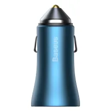 Автомобільний зарядний пристрій Baseus Golden Contactor Pro Dual Quick Charger Car Charger 40W USB+Type-C Блакитний