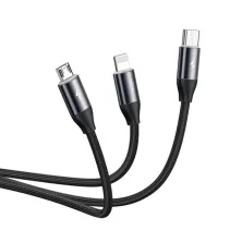 Кабель Baseus Car Co-sharing Cable 3-in-1 Fast Charging Data Cable USB to Lightning+Type-C+MicroUSB 3.5А 1m Черный