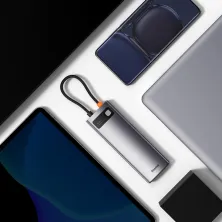 USB-хаб Baseus 8in1 StarJoy 8-Port Type-C HUB Adapter Type-C to USB3.1*3, Type-C(PD)*1, 4KHDMI, RJ45,TF, SD Сірий