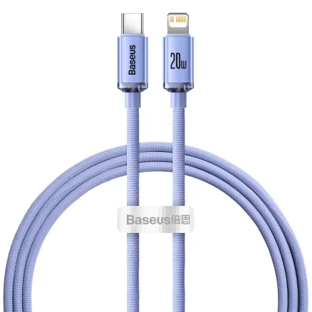 Кабель Baseus Crystal Shine Series Fast Charging Data Cable Type-C to Lightning PD 20W 1.2m Фіолетовий