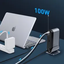 USB-хаб Baseus 16in1 Working Station Multifunctional HUB Adapter Type-C to USB3.0*3, USB2.0*2, SD, microSD, Type-C*2, 4KHDMI, VGA, AUX, RG45 Сірий