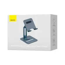 Підставка для телефона і планшета настільна Baseus Desktop Biaxial Foldable Metal Stand for Tablets обертання 360° Сірий