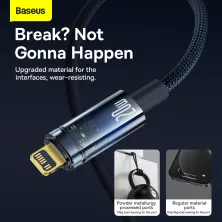Кабель Baseus Explorer Series Auto Power-Off Fast Charging Data Cable Type-C to Lightning PD 20W 2m Синій