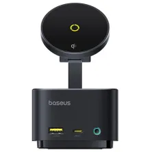 USB-хаб з Бездротовою зарядкою Baseus 7in1 MagPro Series 2 7-Port Type-C HUB Adapter Type-C to USB3.2*2, Type-C3.2*1, Type-C(PD)*1, 4KHDMI, SD/TF 3.0 Чорний