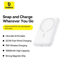 УМБ Baseus EnerFill FM11 Ultra-Mini Magnetic 2in1 10000mAh 22.5W 3A QC3.0+PD3.0 з Бездротовою зарядкою Qi 15W Білий