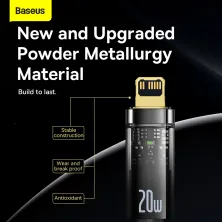 Кабель Baseus Explorer Series Auto Power-Off Fast Charging Data Cable Type-C to Lightning PD 20W 1m Чорний