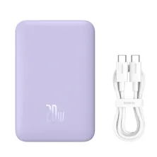 УМБ Baseus Magnetic Mini Wireless Fast Charge 2in1 10000mAh 20W 2.4A QC3.0+PD3.0 з Бездротовою зарядкою Qi 15W Фіолетовий