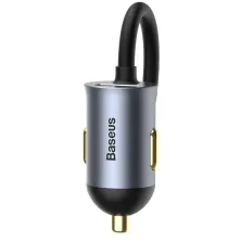 Автомобільний зарядний пристрій Baseus Share Together PPS multi-port Fast Charging Car Charge 120W 3USB+Type-C з подовжувачем 1.5м Сірий