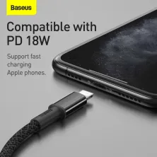 Кабель Baseus High Density Braided Fast Charging Data Cable Type-C to Lightning PD 20W 1m Черный