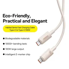Кабель Baseus Habitat Series Fast Charging Data Cable Type-C to Type-C 100W 20V 5A 1m Рожевий