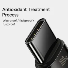 Кабель Baseus Tungsten Gold Fast Charging Data Cable USB to Type-C 100W 20V 5A 2m Чорний