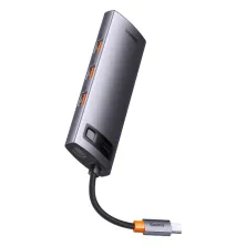 USB-хаб Baseus 8in1 StarJoy 8-Port Type-C HUB Adapter Type-C to USB3.1*3, Type-C(PD)*1, 4KHDMI, RJ45,TF, SD Сірий
