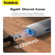 USB-хаб Baseus 4in1 PortalJoy 4-Port Type-A HUB Adapter Type-A to USB3.0*3, RJ45 Сірий