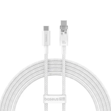 Кабель Baseus Explorer Series with Smart Temperature Control Fast Charging Data Cable Type-C to Type-C 100W 20V 5A 2m Белый