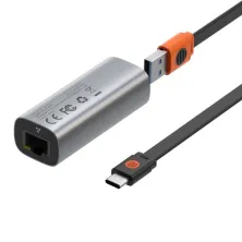 USB-хаб Baseus Steel Cannon Series USB A & Type-C Bidirectional Gigabit LAN Ethernet RJ45 Adapter Сірий
