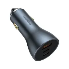 Автомобильное зарядное устройство Baseus Golden Contactor Pro GaN Fast Charging Car Charger 65W USB+2Type-C Серый