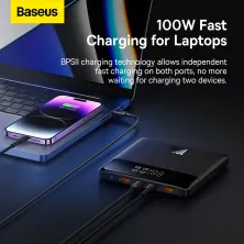 УМБ Baseus Blade Power Digital Display HD Edition 20000mAh 100W 6A с технологией QC3.0+PD3.0 + кабель Type-C to Type-C 100W 20V/5A 1м Черный