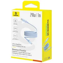 Кабель Baseus PicoGo Magnetic Liquid Silicone Series Fast Charging Data Cable Type-C to Type-C 240W 1m Блакитний