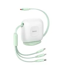 Кабель Baseus Traction Series Retractable 3-in-1 Fast Charging Data Cable Type-C to Lightning+Type-C+MicroUSB 100W 1.7m Зелений