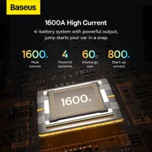 Пускозарядное устройство Бустер Baseus Super Energy Pro+ Car Jamp Starter 3in1 12V 16000mAh 1600A с функцией Павербанка 65W 5V/3A и LED фонарика Черный