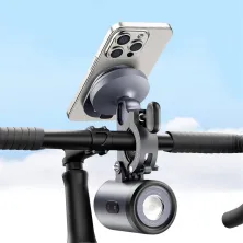 Тримач з ліхтариком телефону на велосипед Baseus PrimeTrip Series Dual-Color Bike Light 2-in-1 Set Чорний
