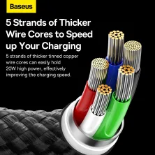 Кабель Baseus Glimmer Series Fast Charging Data Cable Type-C to Lightning PD 20W 1m Черный