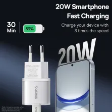 Мережевий зарядний пристрій Baseus GaN5S Fast Charger 1C PD3.0 20W Type-C 3A Білий