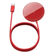 Бездротовий зарядний пристрій Baseus Simple Mini Magnetic з функцією MagSafe і Qi 15W Червоний