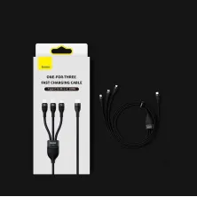 Кабель Baseus Flash Series 2 3-in-1 Fast Charging Data Cable Type-C to Lightning+Type-C+MicroUSB 100W 1.5m Чорний