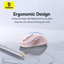 Беспроводная мышка Baseus F02 Ergonomic Wireless Mouse 2.4G/BT5.2 1000-1600-2000-2400-4000dpi Розовый