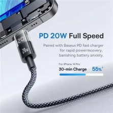 Кабель Baseus Display 2 Series Fast Charging Data Cable Type-C to Lightning PD 20W 2m Чорний