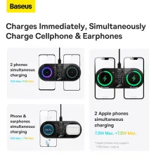Бездротовий зарядний пристрій Baseus Digital LED Display 2in1 Wireless Charger з технологією Qi 20W Чорний