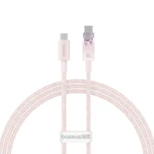 Кабель Baseus Explorer Series with Smart Temperature Control Fast Charging Data Cable Type-C to Type-C 100W 20V 5A 1m Розовый