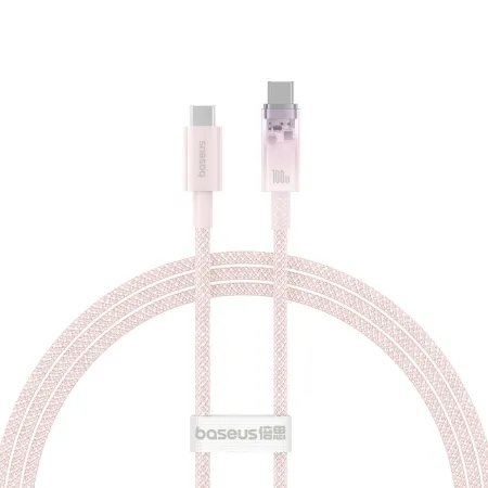 Кабель Baseus Explorer Series with Smart Temperature Control Fast Charging Data Cable Type-C to Type-C 100W 20V 5A 1m Розовый