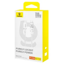 Кабель Baseus Gem Series Fast Charging Data Cable Type-C to Type-C 100W 20V 5A 2m Білий