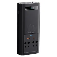 Автомобильный инвертор Baseus Super Si Inverter 500W (220V CN/EU) 2Розетки+USB+Type-C 3A с технологией QC3.0+PD3.0 Черный