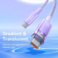 Кабель Baseus Explorer Series with Smart Temperature Control Fast Charging Data Cable Type-C to Type-C 100W 20V 5A 1m Фіолетовий