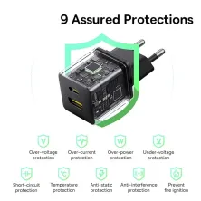 Мережевий зарядний пристрій Baseus Palm Fast Charger QC3.0+PD3.0 20W USB+Type-C 3A Чорний