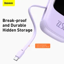 УМБ Baseus Q Pow 20000mAh 22.5W 5A с технологией QC3.0+PD3.0 и Type-C кабелем 22.5W Фиолетовый