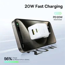 Мережевий зарядний пристрій Baseus Palm Fast Charger QC3.0+PD3.0 20W USB+Type-C 3A Білий