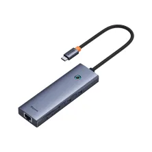 USB-хаб Baseus 7in1 Flite 7-Port Type-C HUB Adapter Type-C to USB3.0*2, Type-C(PD)*1, 4KHDMI, RJ45, SD/TF 3.0 Сірий