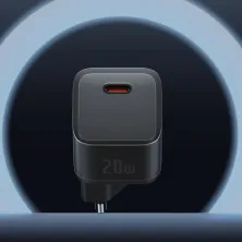 Мережевий зарядний пристрій Baseus GaN5S Fast Charger 1C PD3.0 20W Type-C 3A Чорний