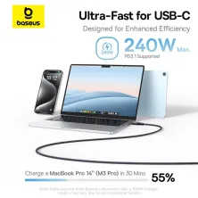 Кабель Baseus PicoGo Magnetic Liquid Silicone Series Fast Charging Data Cable Type-C to Type-C 240W 1m Чорний
